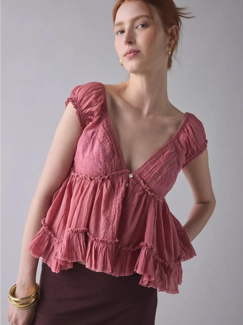 Urban outfitters, NWT , dusty rose babydoll top. Size small